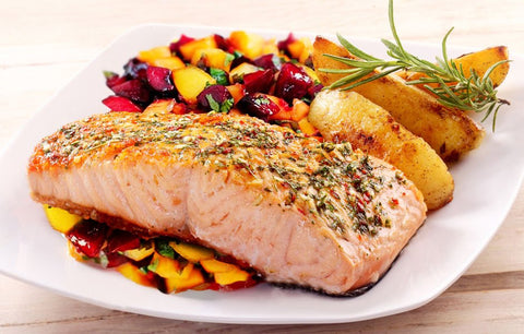 Grilled Salmon with Cilantro Peach Salsa