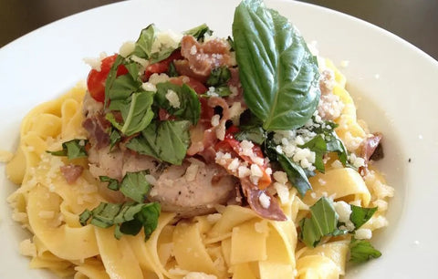 Tuscan Herb Pork Tenderloin Medallions over Pasta